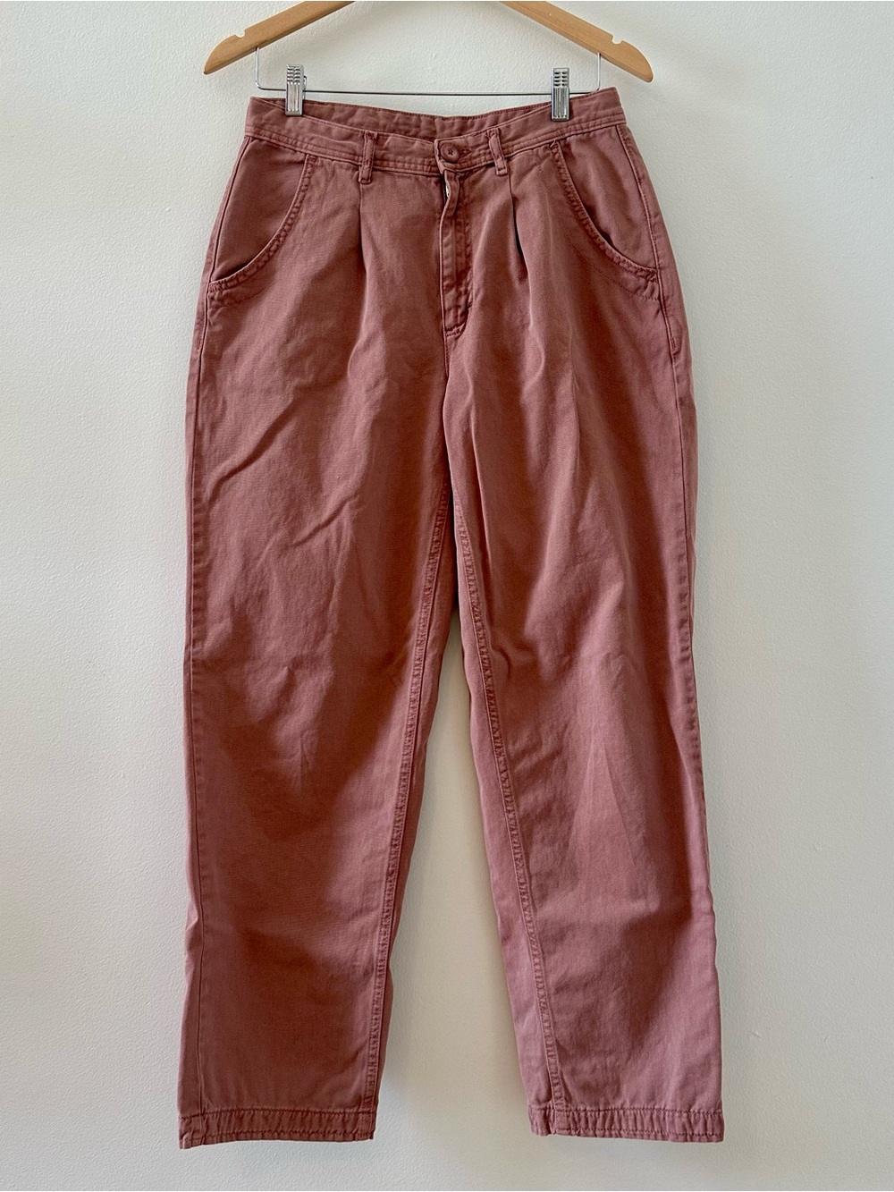 Free People Rose-Mauve Relaxed Cotton Trousers
